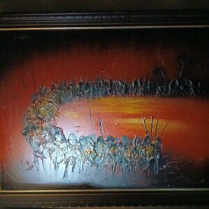 Vintage Mid-C Modern abstract by Carlo of Hollywood, heavy impasto 1960's-SIGNED